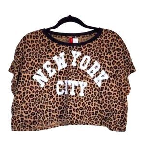 Leopard Print NYC Cropped T-shirt  L